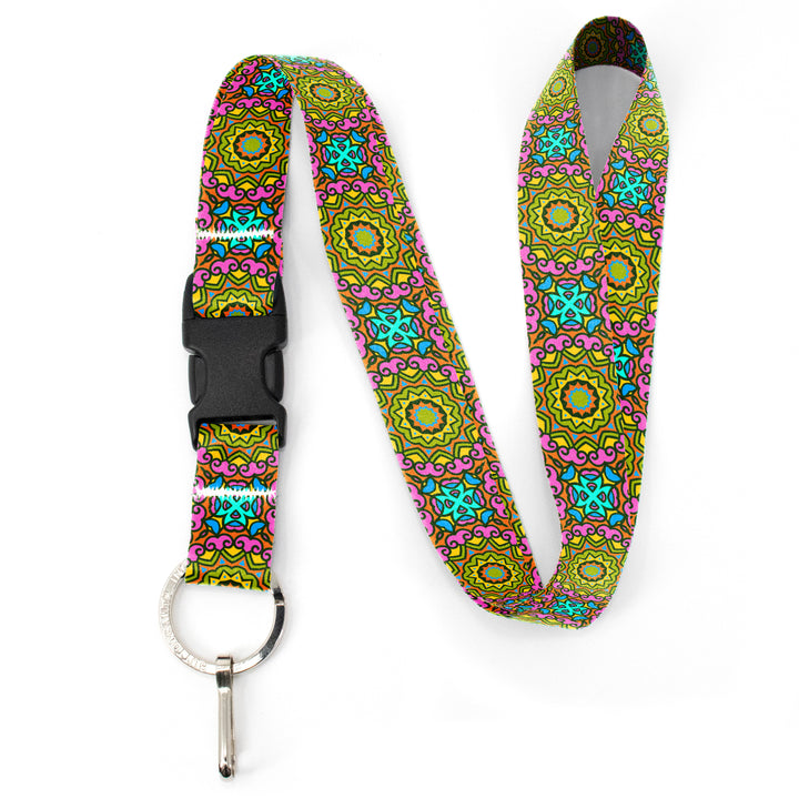 Buttonsmith Multicolored Suns Premium Lanyard - with Buckle and Flat Ring - Made in the USA - Buttonsmith Inc.