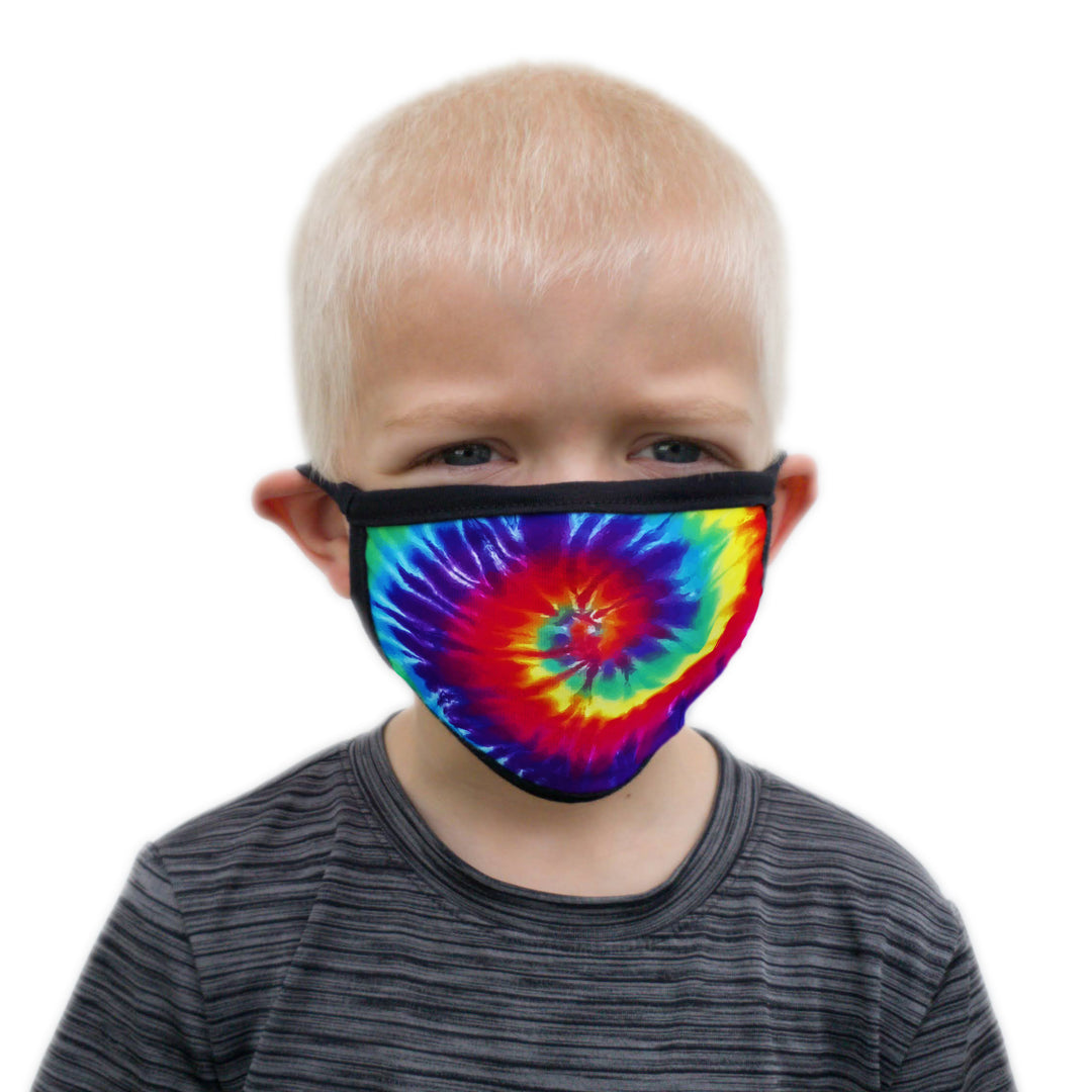 Buttonsmith Rainbow Tie Dye Child Face Mask with Filter Pocket - Made in the USA - Buttonsmith Inc.