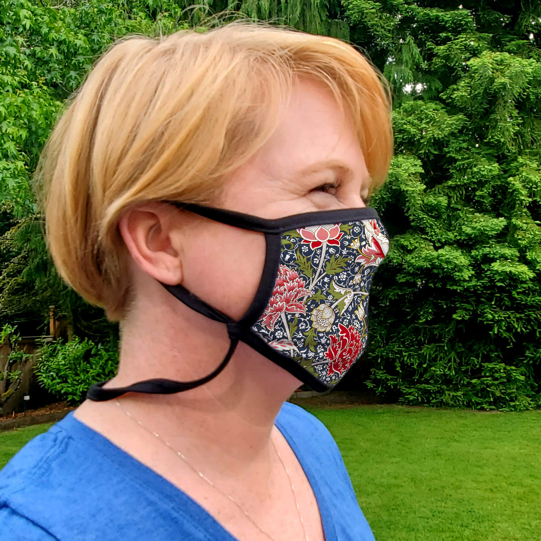 Buttonsmith William Morris Cray Adult XL Adjustable Face Mask with Filter Pocket - Made in the USA - Buttonsmith Inc.