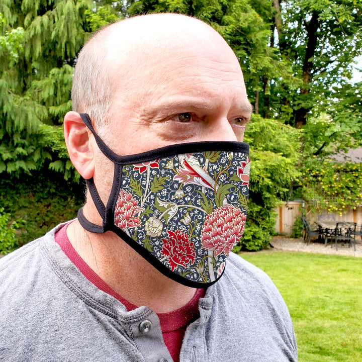 Buttonsmith William Morris Cray Adult XL Adjustable Face Mask with Filter Pocket - Made in the USA - Buttonsmith Inc.