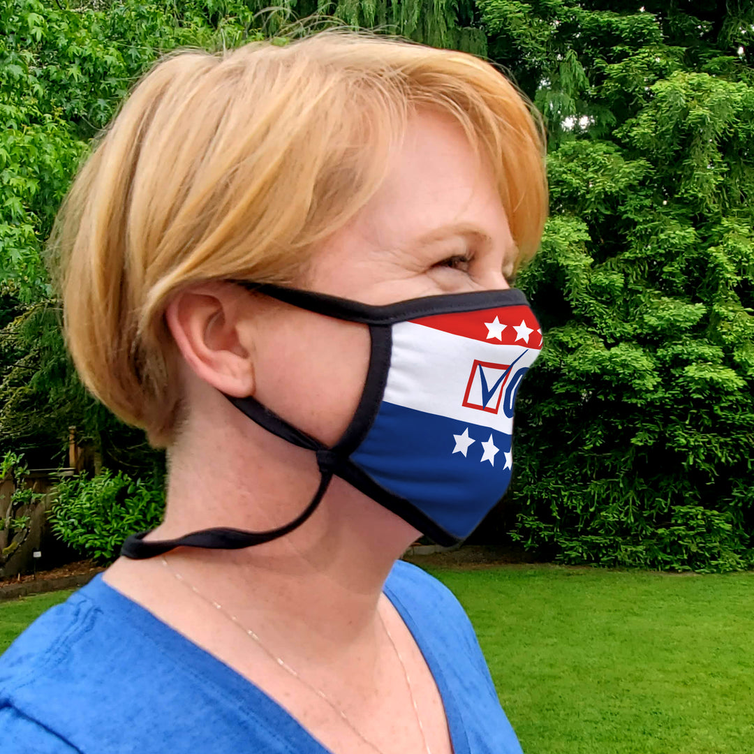 Buttonsmith Vote Adult XL Adjustable Face Mask with Filter Pocket - Made in the USA - Buttonsmith Inc.