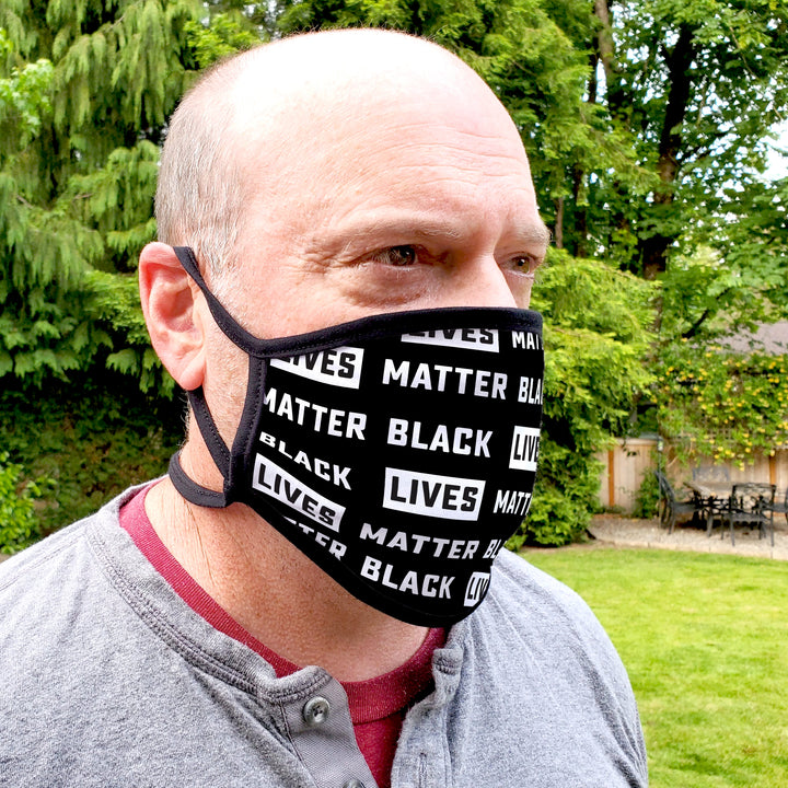 Buttonsmith Black Lives Matter Pattern Adult Adjustable Face Mask with Filter Pocket - Made in the USA - Buttonsmith Inc.