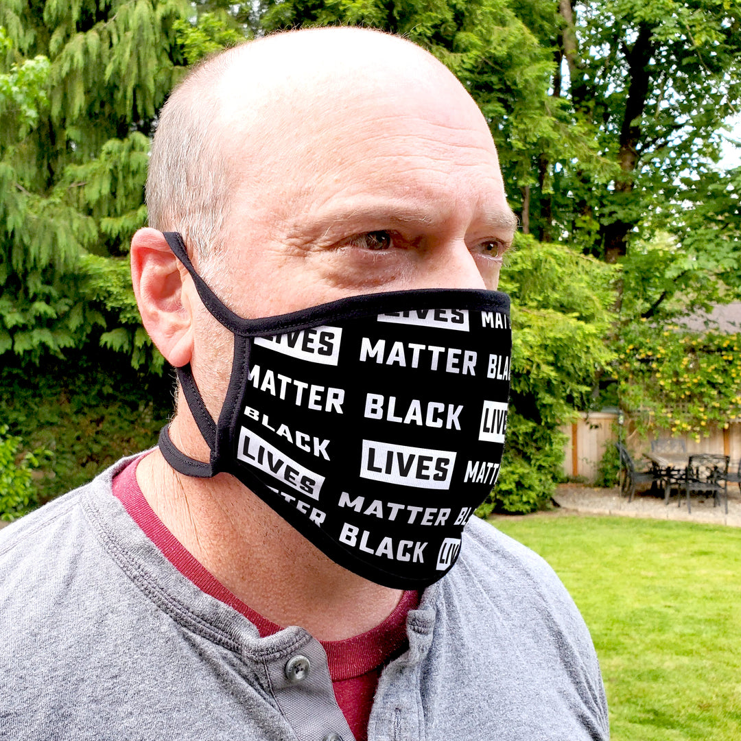 Buttonsmith Black Lives Matter Pattern Youth Adjustable Face Mask with Filter Pocket - Made in the USA - Buttonsmith Inc.