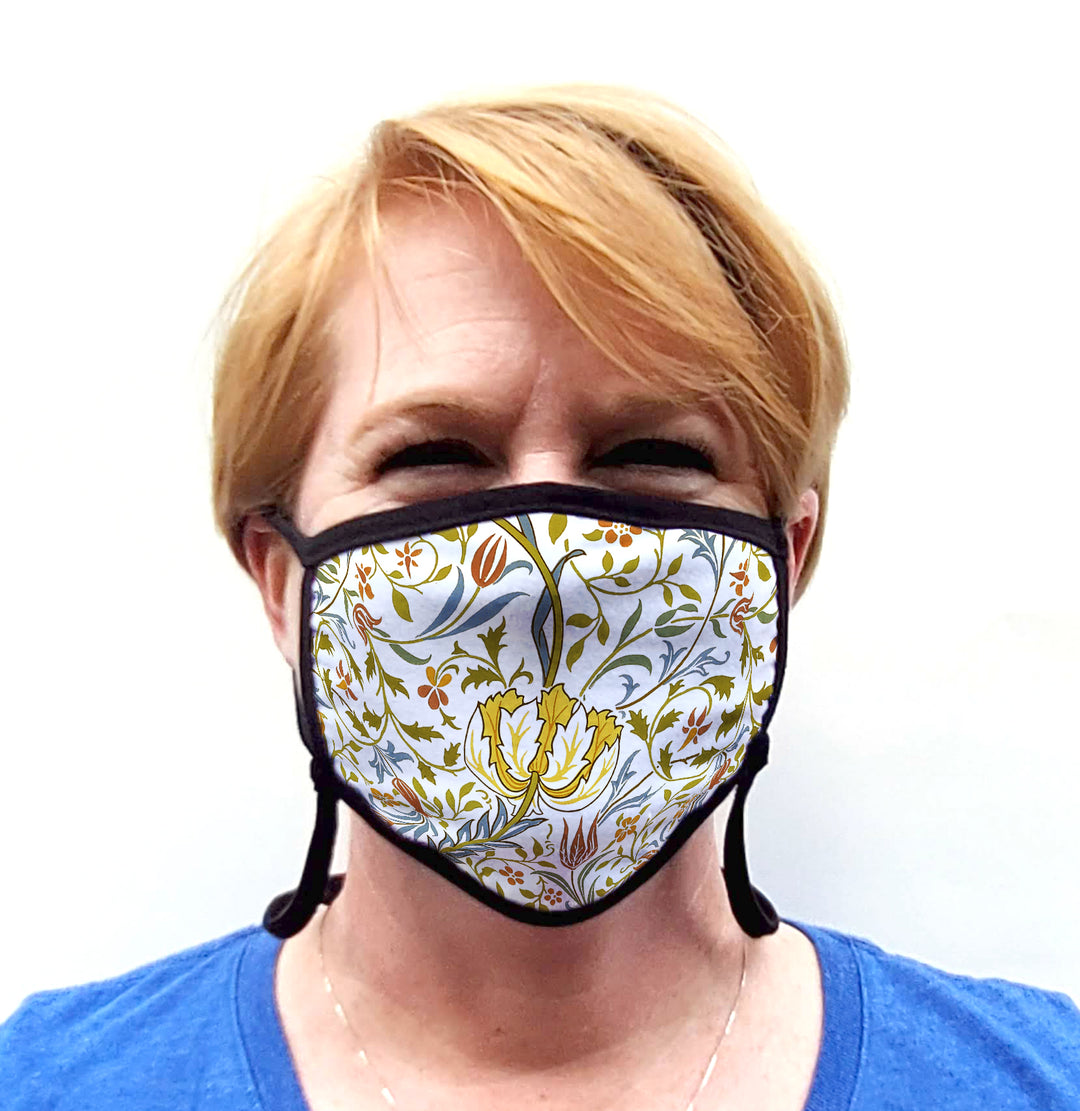 Buttonsmith William Morris Flora Adult Adjustable Face Mask with Filter Pocket - Made in the USA - Buttonsmith Inc.