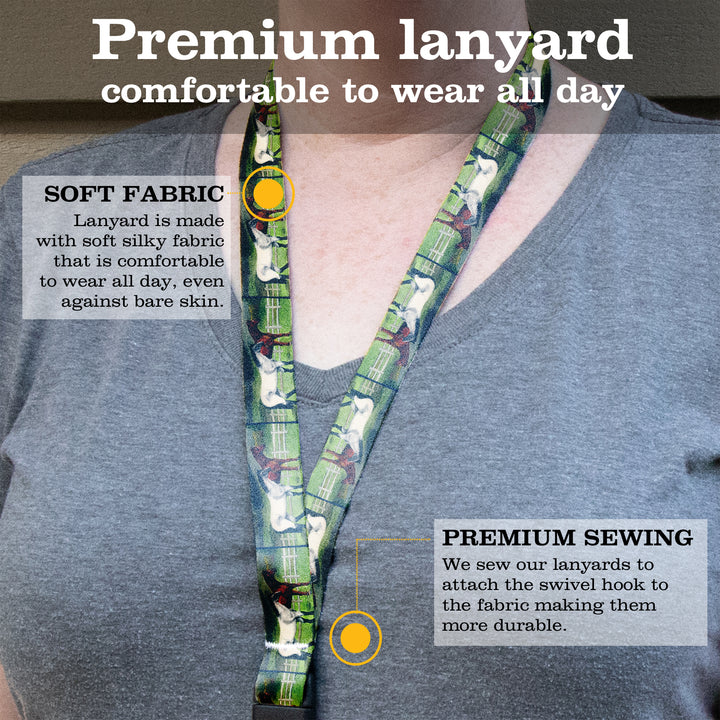 Buttonsmith Grace and Dice Premium Lanyard - with Buckle and Flat Ring - Based on Rebecca McGovern Art - Officially Licensed - Made in the USA - Buttonsmith Inc.