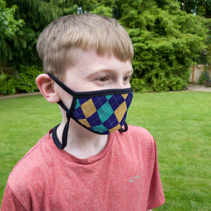 Buttonsmith Argyle Child Face Mask with Filter Pocket - Made in the USA - Buttonsmith Inc.