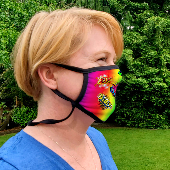 Buttonsmith Comix Adult Adjustable Face Mask with Filter Pocket - Made in the USA - Buttonsmith Inc.