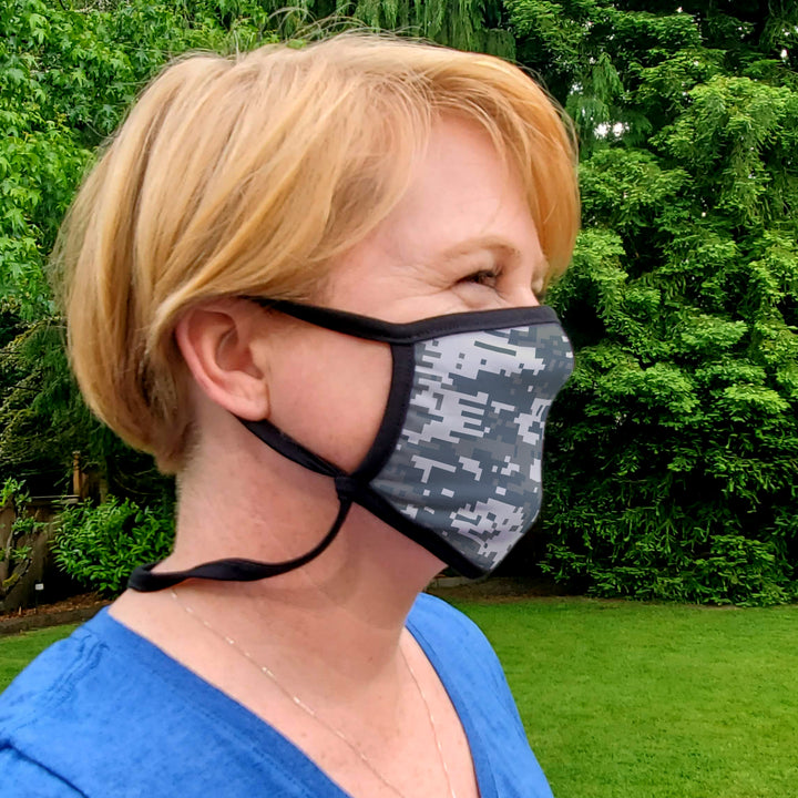 Buttonsmith Urban Camo Adult Adjustable Face Mask with Filter Pocket - Made in the USA - Buttonsmith Inc.