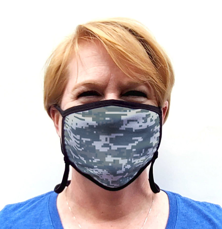 Buttonsmith Urban Camo Adult Adjustable Face Mask with Filter Pocket - Made in the USA - Buttonsmith Inc.