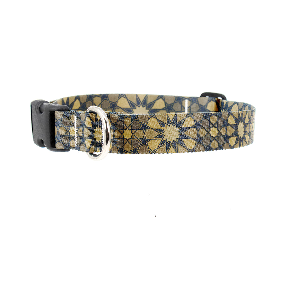 Buttonsmith Old Gold Stars Dog Collar - Made in the USA - Buttonsmith Inc.