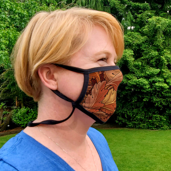 Buttonsmith William Morris Acanthus Adult XL Adjustable Face Mask with Filter Pocket - Made in the USA - Buttonsmith Inc.