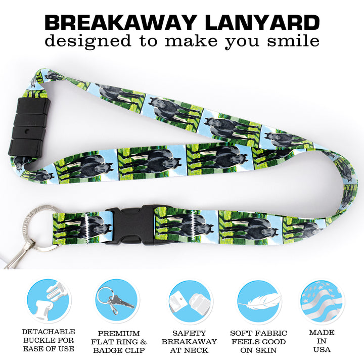 Buttonsmith Grey Horse Breakaway Lanyard - with Buckle and Flat Ring - Based on Rebecca McGovern Art - Officially Licensed - Made in the USA - Buttonsmith Inc.