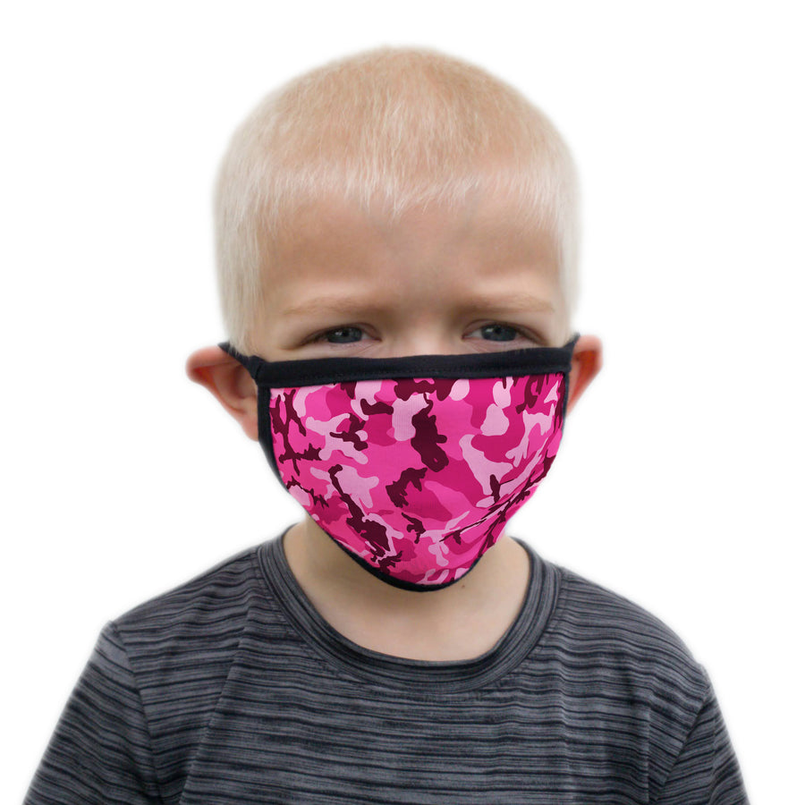 Buttonsmith Pink Camo Child Face Mask with Filter Pocket - Made in the USA - Buttonsmith Inc.