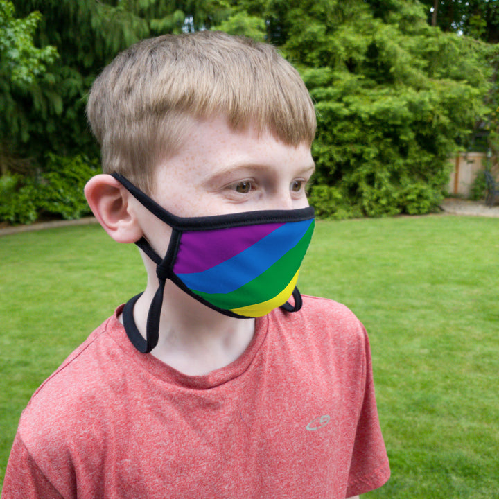 Buttonsmith Rainbow Flag Youth Adjustable Face Mask with Filter Pocket - Made in the USA - Buttonsmith Inc.