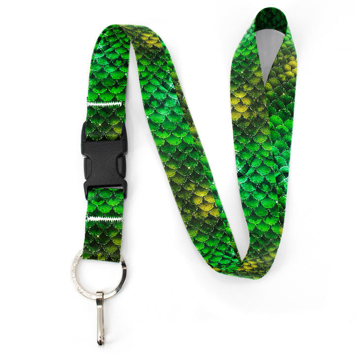 Buttonsmith Green Mermaid Scales Premium Lanyard - with Buckle and Flat Ring - Made in the USA - Buttonsmith Inc.