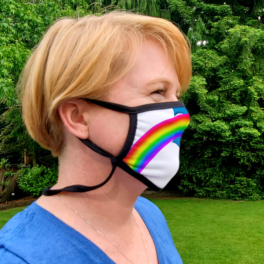 Buttonsmith Rainbow Arches Adult XL Adjustable Face Mask with Filter Pocket - Made in the USA - Buttonsmith Inc.