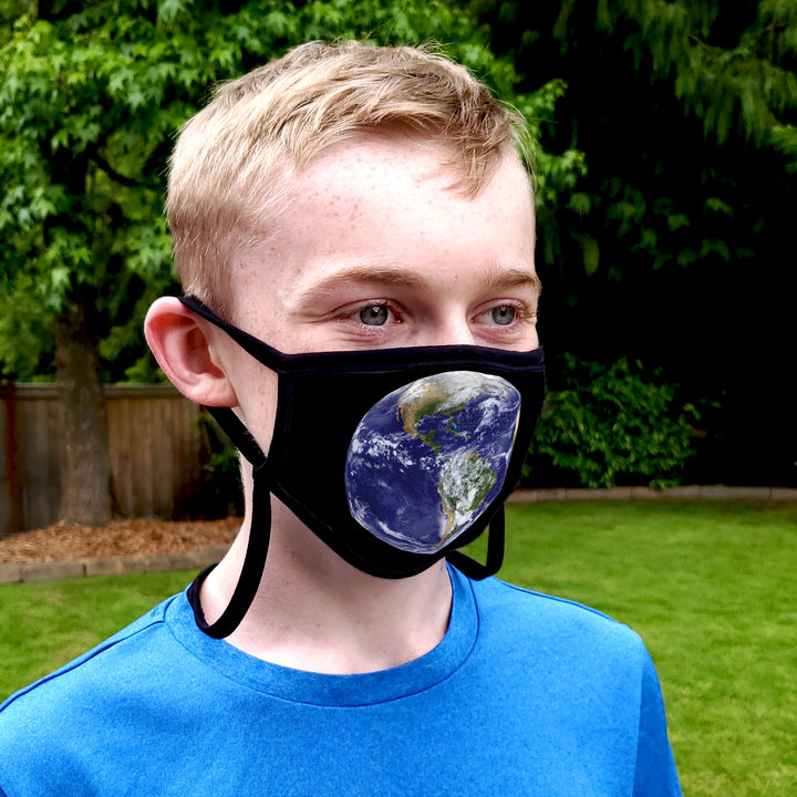 Buttonsmith Earth Adult Adjustable Face Mask with Filter Pocket - Made in the USA - Buttonsmith Inc.