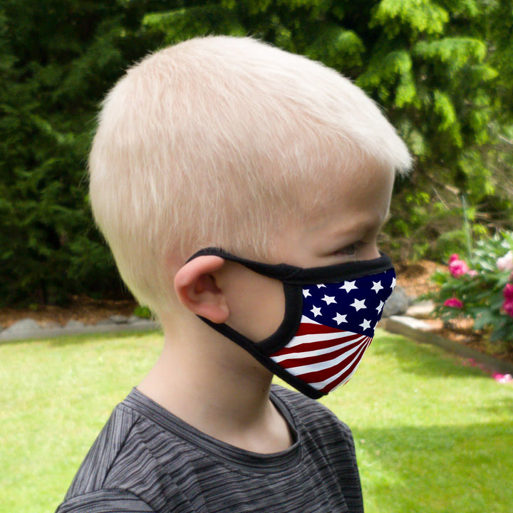 Buttonsmith US Flag Child Face Mask with Filter Pocket - Made in the USA - Buttonsmith Inc.