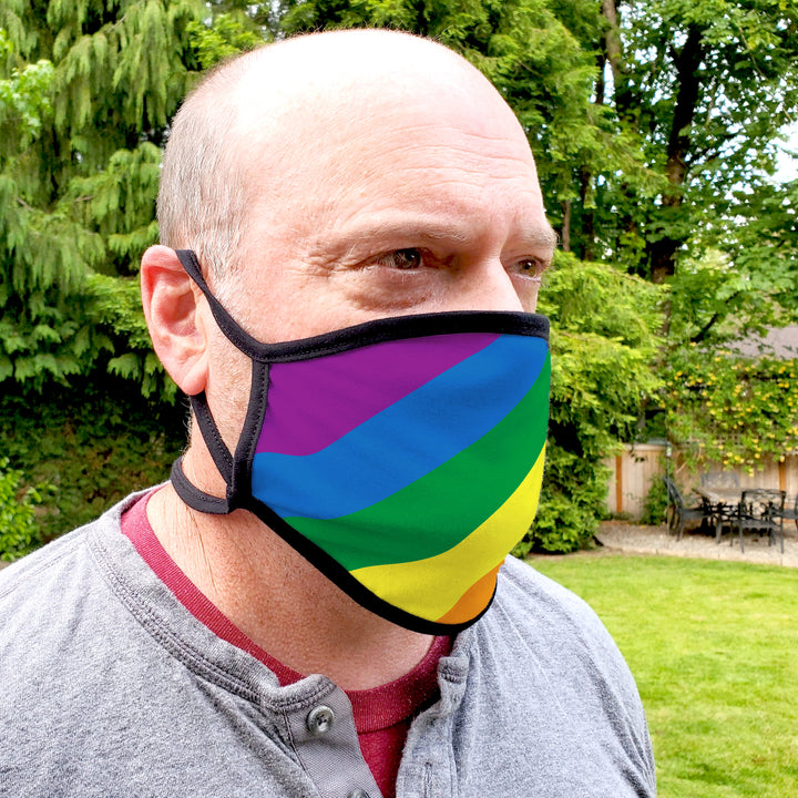 Buttonsmith Rainbow Flag Youth Adjustable Face Mask with Filter Pocket - Made in the USA - Buttonsmith Inc.