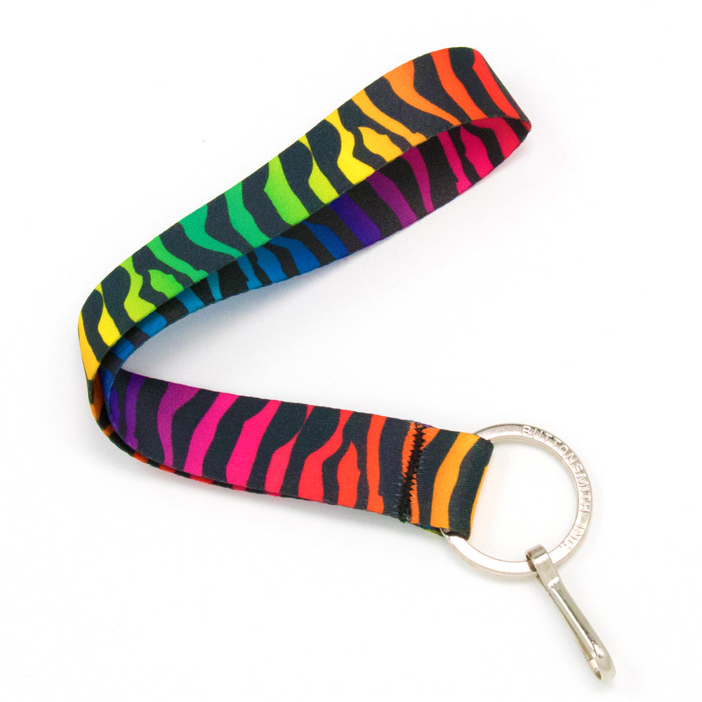 Buttonsmith Rainbow Zebra Wristlet Lanyard Made in USA - Buttonsmith Inc.