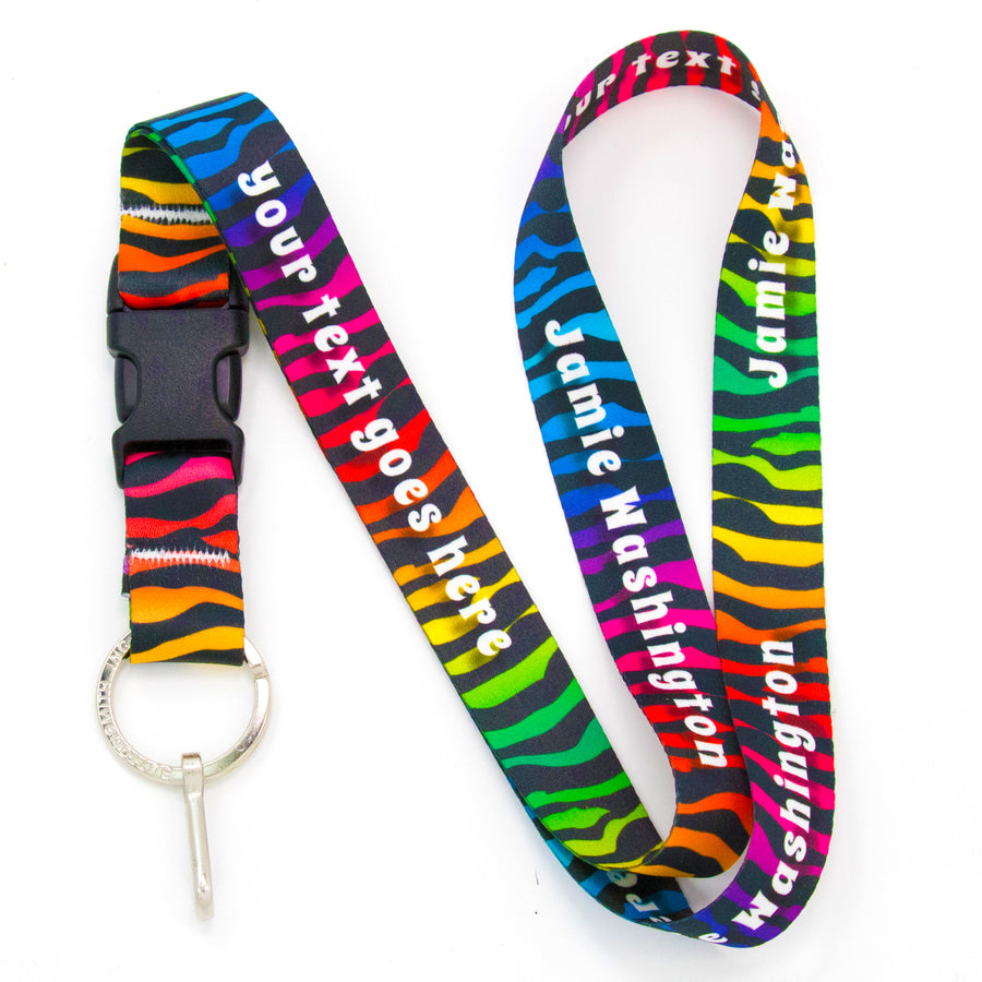 Buttonsmith Rainbow Zebra Custom Lanyard Made in USA - Buttonsmith Inc.