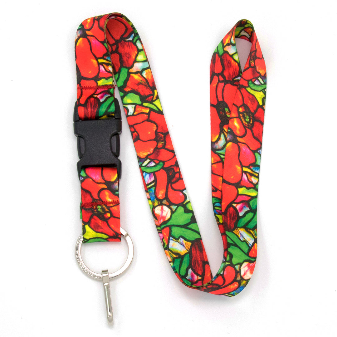 Buttonsmith Tiffany Poppies Lanyard - Made in USA - Buttonsmith Inc.