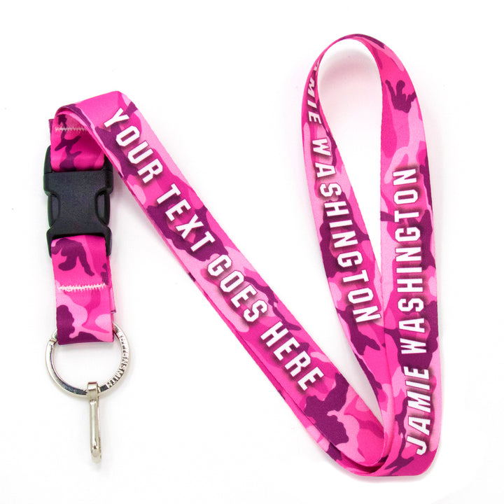 Buttonsmith Pink Camo Custom Lanyard Made in USA - Buttonsmith Inc.