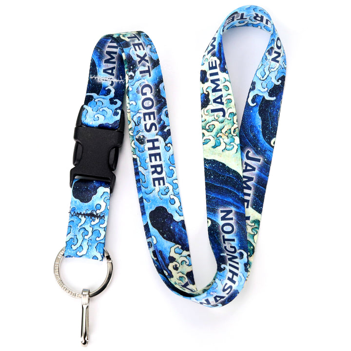 Buttonsmith Hokusai Waves Custom Lanyard - Made in USA - Buttonsmith Inc.