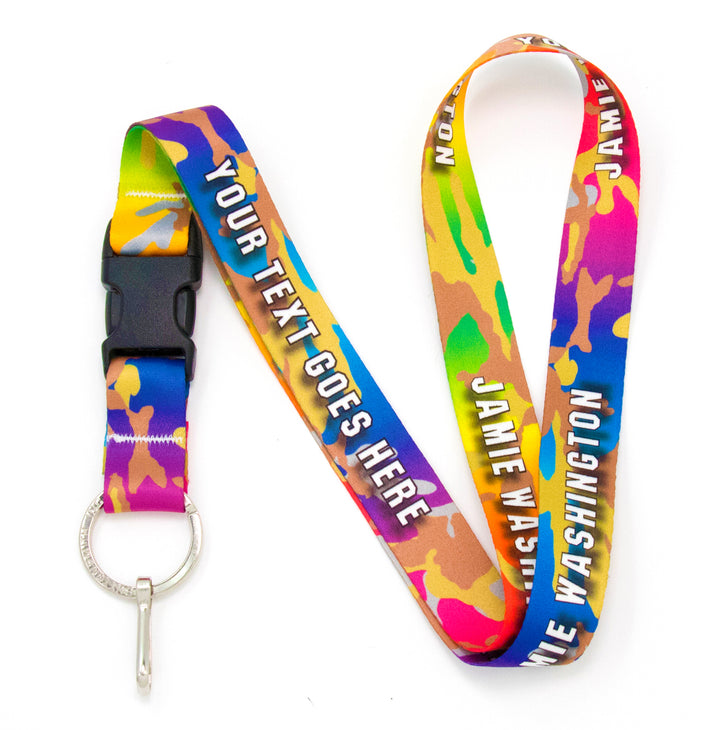 Buttonsmith Rainbow Camo Custom Lanyard Made in USA - Buttonsmith Inc.