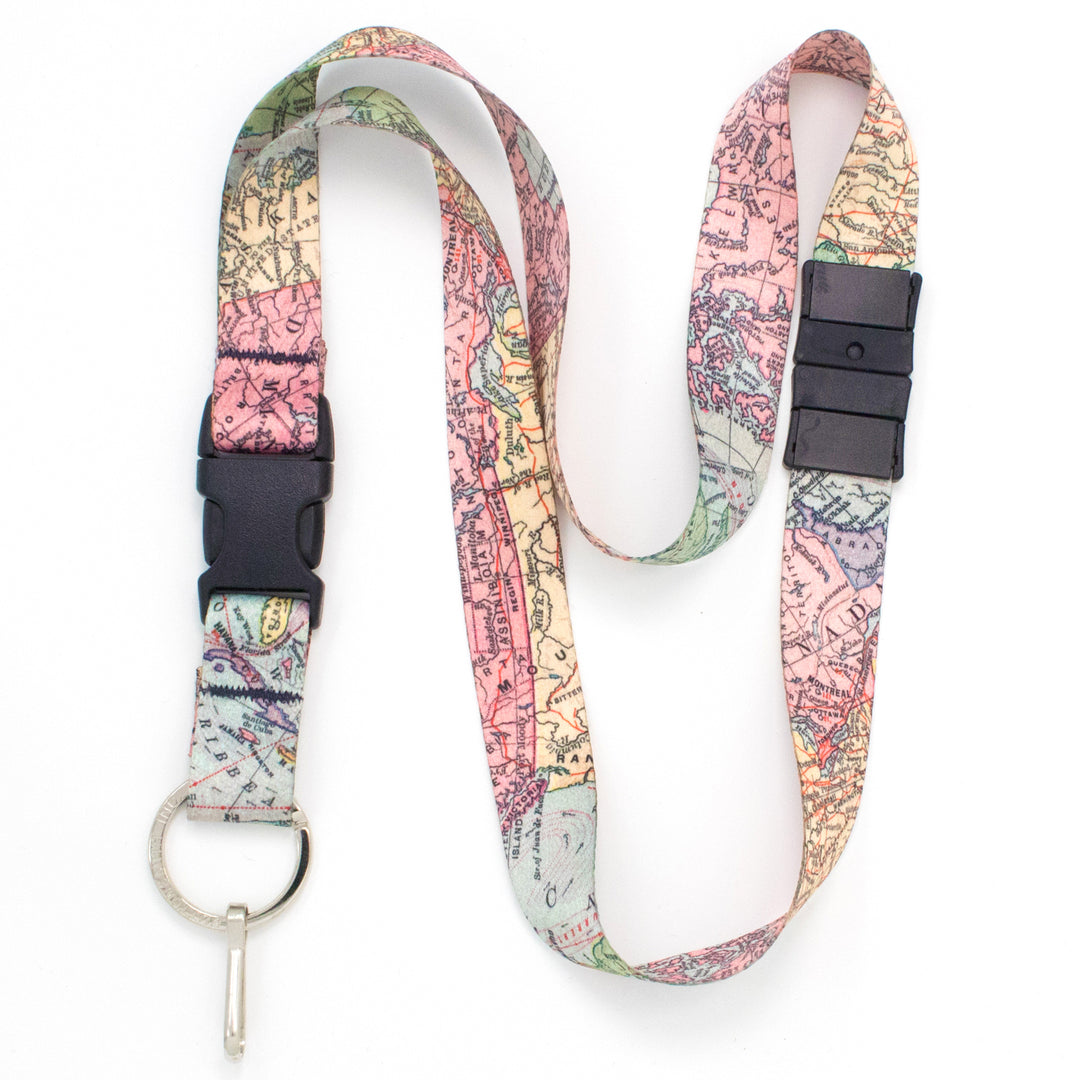 Buttonsmith Map Breakaway Lanyard - Made in USA - Buttonsmith Inc.