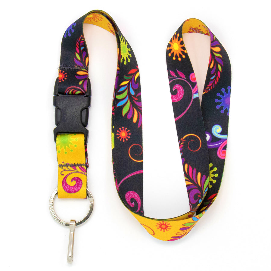 Buttonsmith Bright Floral Premium Lanyard - Made in USA - Buttonsmith Inc.