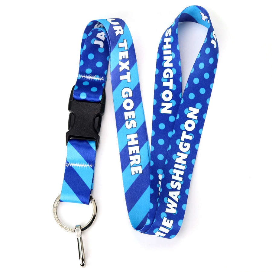 Buttonsmith Blue Dots Custom Lanyard - Made in USA - Buttonsmith Inc.