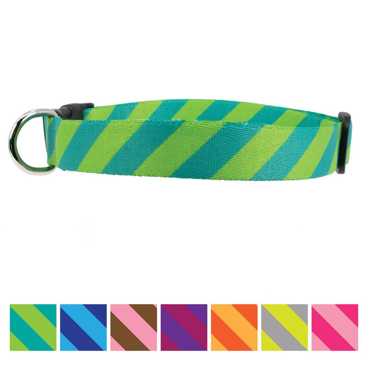 Buttonsmith Aqua Stripes Dog Collar - Made in USA - Buttonsmith Inc.