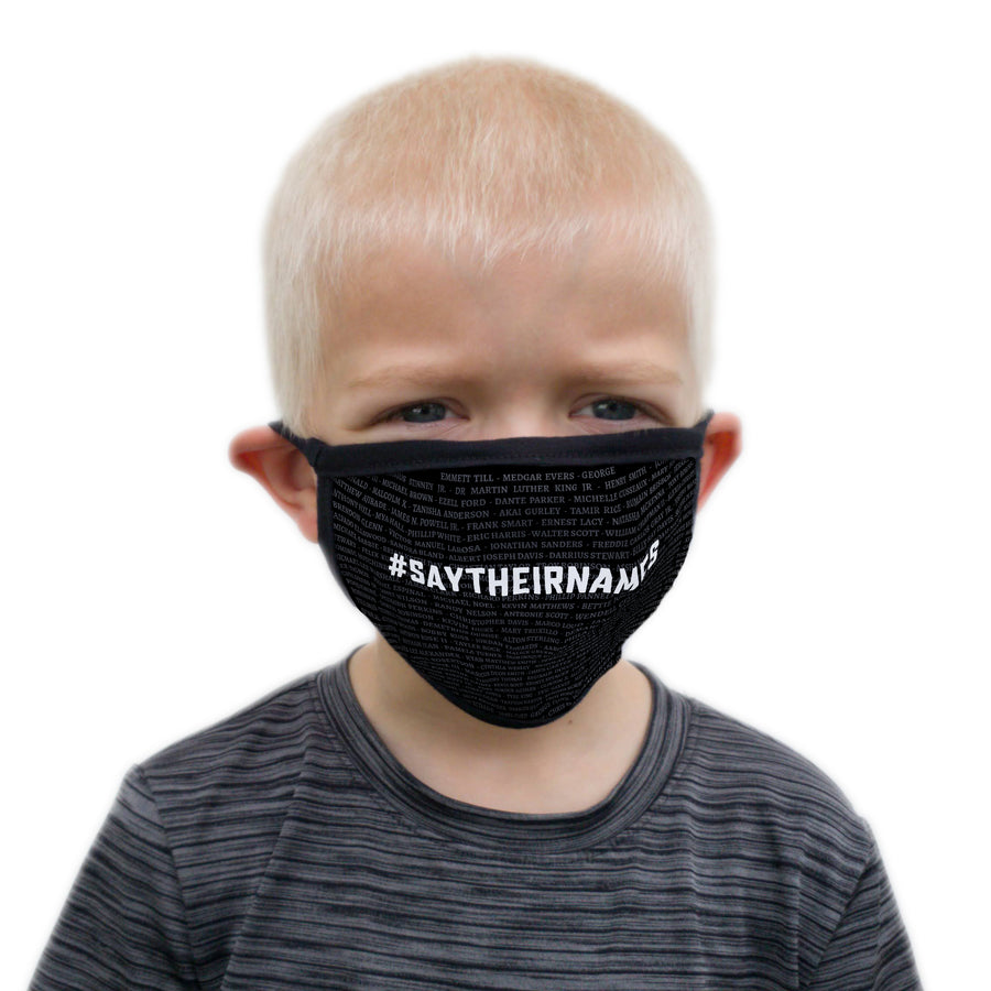 Buttonsmith Say Their Names Child Face Mask with Filter Pocket - Made in the USA - Buttonsmith Inc.