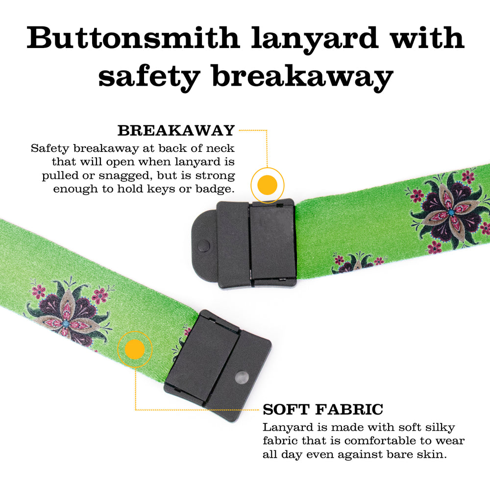 Buttonsmith Purple Rosemaling Breakaway Lanyard - with Buckle and Flat Ring - Based on Rebecca McGovern Art - Officially Licensed - Made in the USA - Buttonsmith Inc.