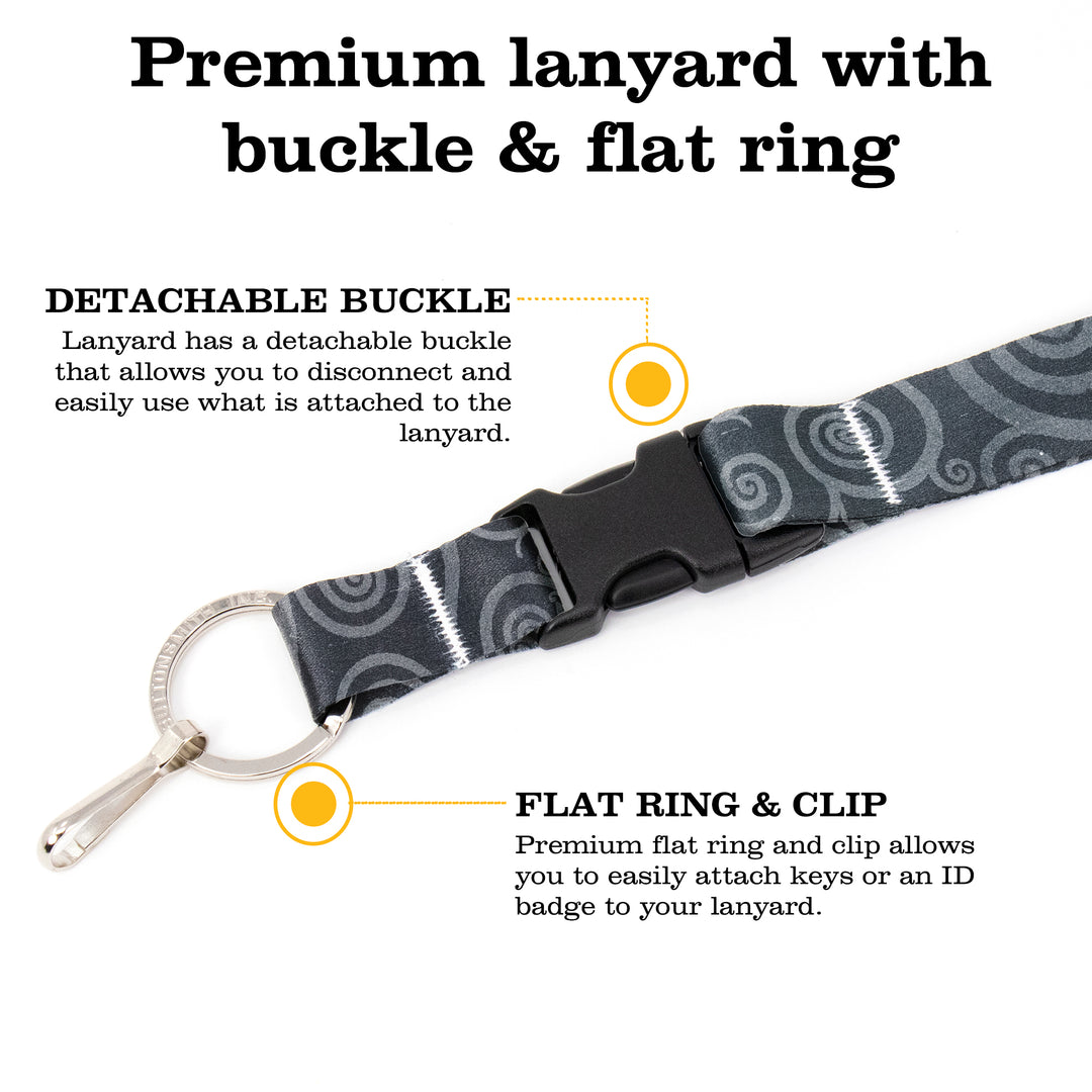 Buttonsmith Obsidian Swirls Premium Lanyard - with Buckle and Flat Ring - Made in the USA - Buttonsmith Inc.