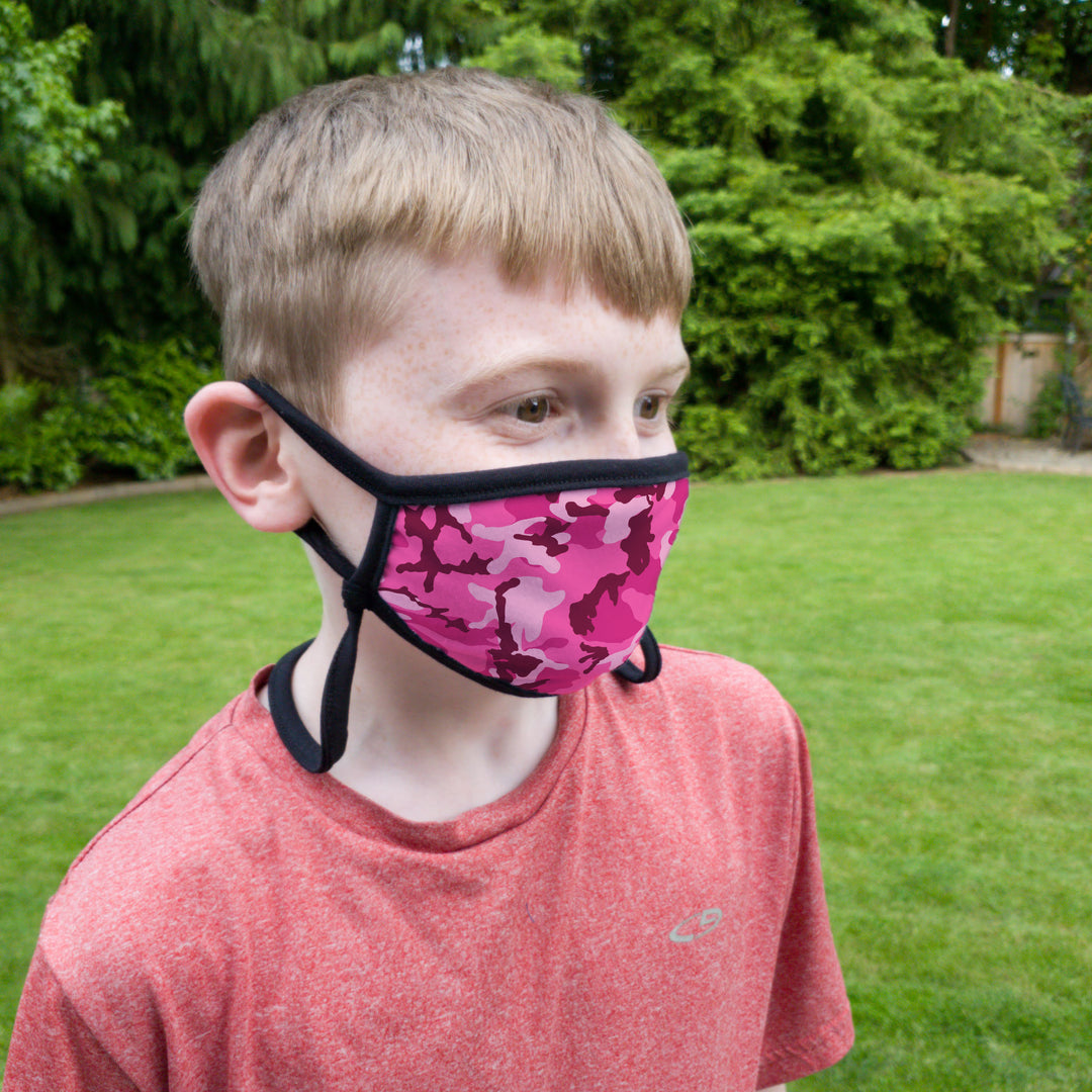 Buttonsmith Pink Camo Child Face Mask with Filter Pocket - Made in the USA - Buttonsmith Inc.