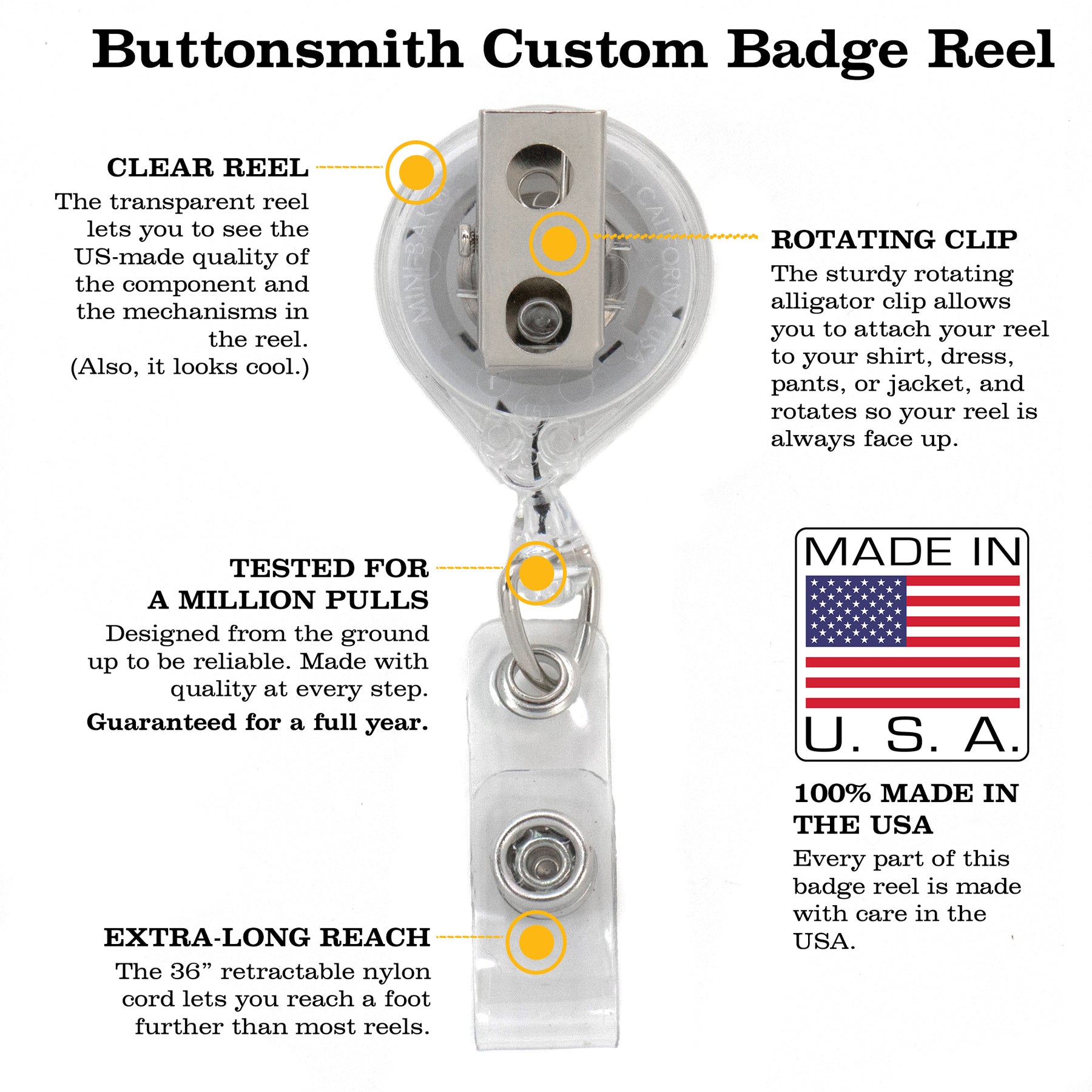 Alligator Clip Badge Reel w/ Custom Logo