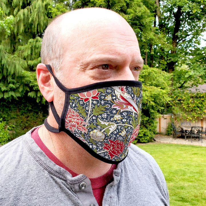 Buttonsmith William Morris Cray Adult Adjustable Face Mask with Filter Pocket - Made in the USA - Buttonsmith Inc.