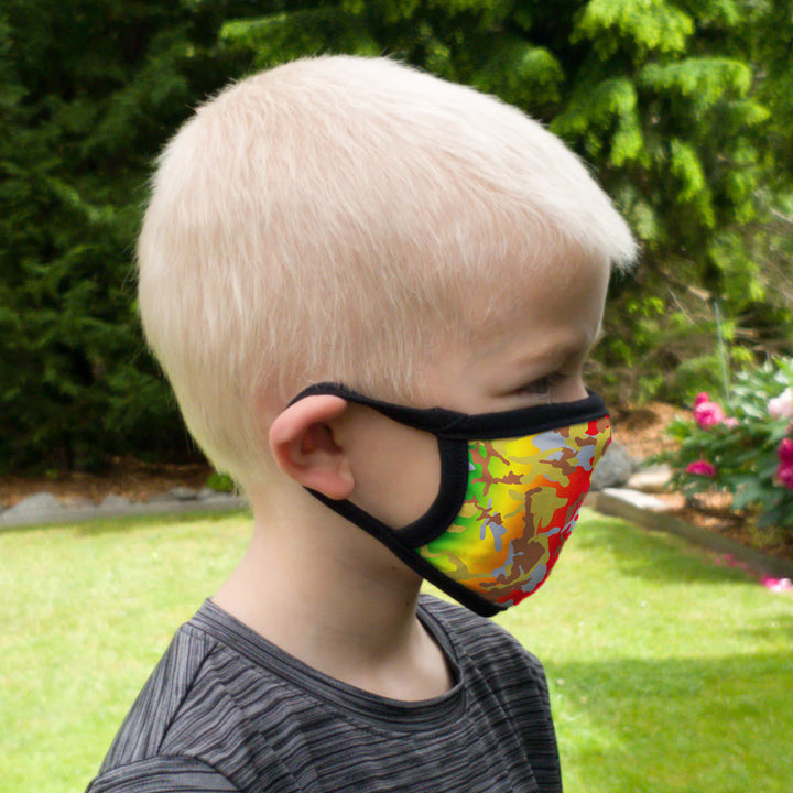 Buttonsmith Rainbow Camo Adult Adjustable Face Mask with Filter Pocket - Made in the USA - Buttonsmith Inc.