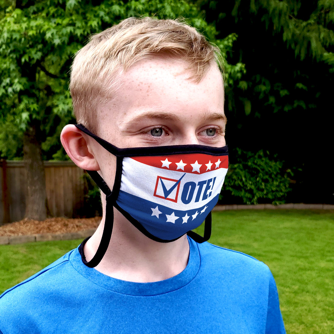 Buttonsmith Vote Youth Adjustable Face Mask with Filter Pocket - Made in the USA - Buttonsmith Inc.