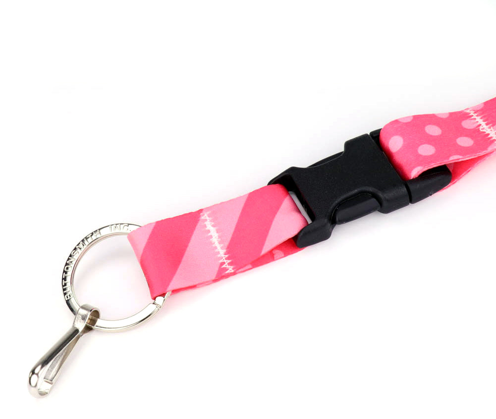 Buttonsmith Pink Dots Lanyard - Made in USA - Buttonsmith Inc.