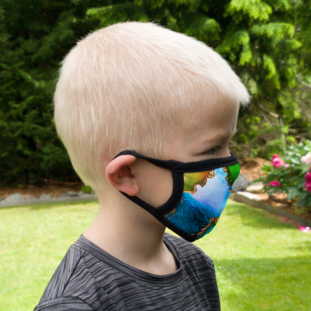 Buttonsmith Lagoon Youth Adjustable Face Mask with Filter Pocket - Made in the USA - Buttonsmith Inc.