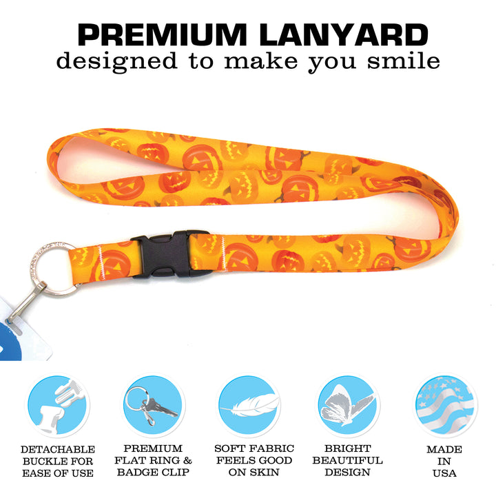 Buttonsmith Jack-O-Lantern Halloween Premium Lanyard - Made in USA - Buttonsmith Inc.