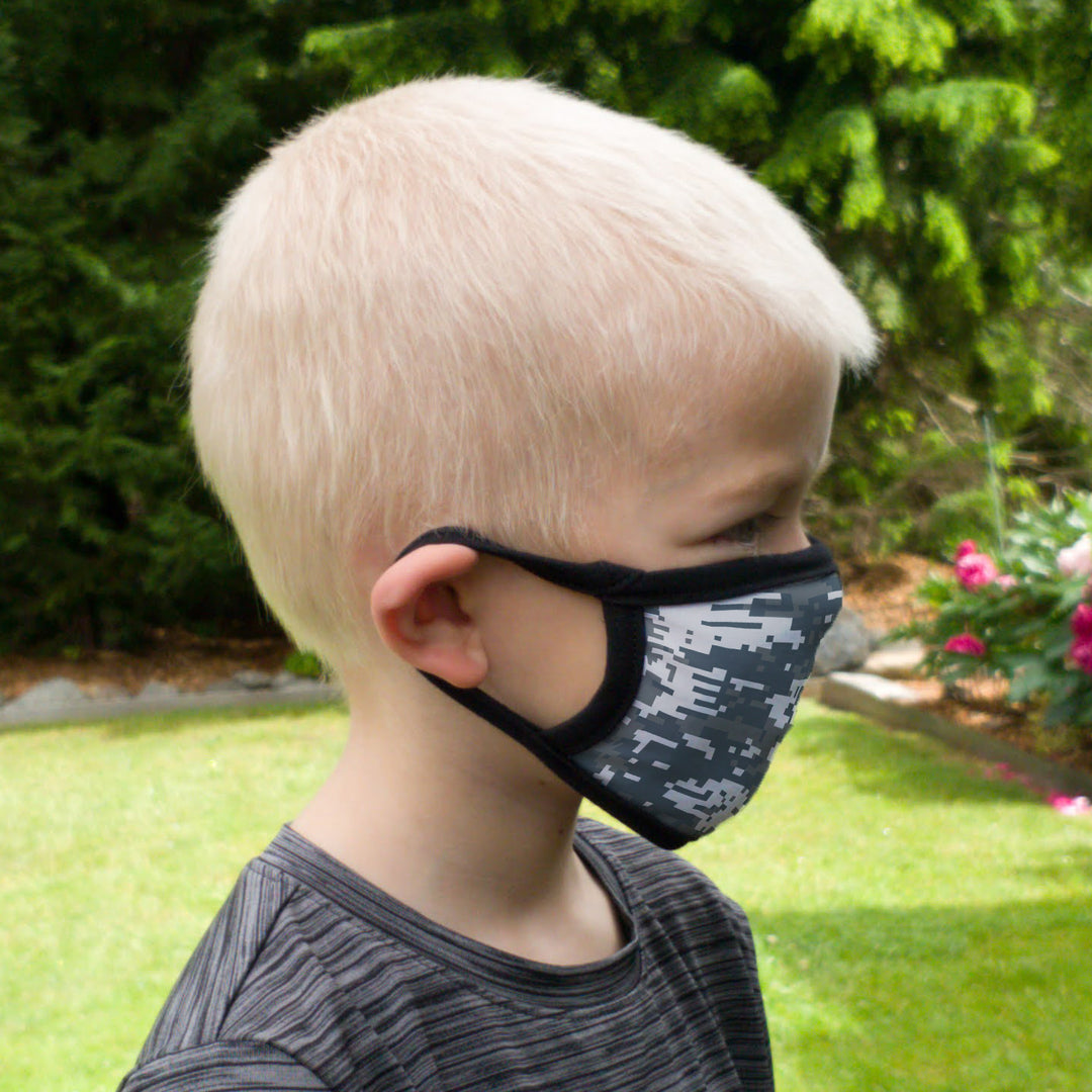 Buttonsmith Urban Camo Youth Adjustable Face Mask with Filter Pocket - Made in the USA - Buttonsmith Inc.