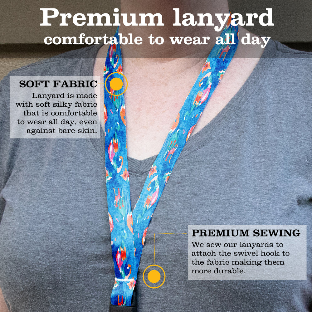 Buttonsmith Ikat Pattern Premium Lanyard - with Buckle and Flat Ring - Made in the USA - Buttonsmith Inc.
