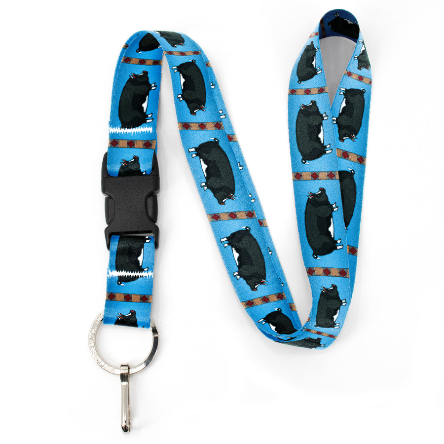 Buttonsmith Pig Premium Lanyard - with Buckle and Flat Ring - Based on Rebecca McGovern Art - Officially Licensed - Made in the USA - Buttonsmith Inc.