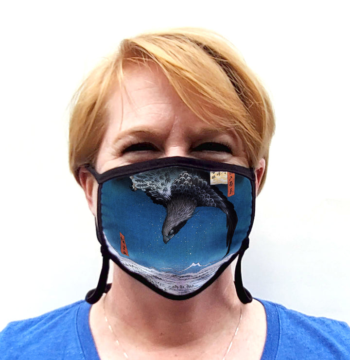 Buttonsmith Hiroshige Eagle Adult Adjustable Face Mask with Filter Pocket - Made in the USA - Buttonsmith Inc.