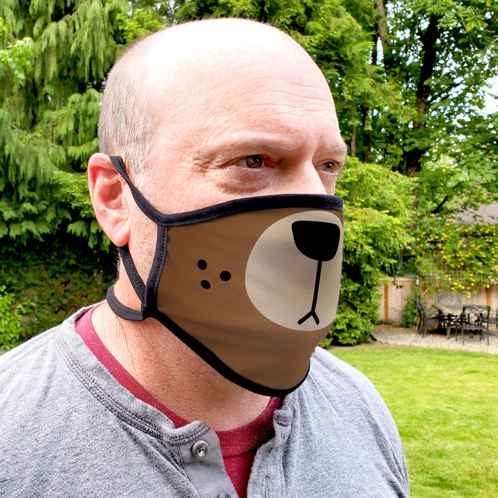 Buttonsmith Cartoon Bear Face Adult XL Adjustable Face Mask with Filter Pocket - Made in the USA - Buttonsmith Inc.