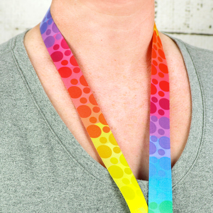 Buttonsmith Rainbow Dots Custom Lanyard - Made in USA - Buttonsmith Inc.